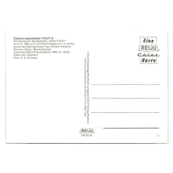 German Electric Locomotive Postcard 1103779 1985 Photography Alpine Train Art - Picture 2 of 2